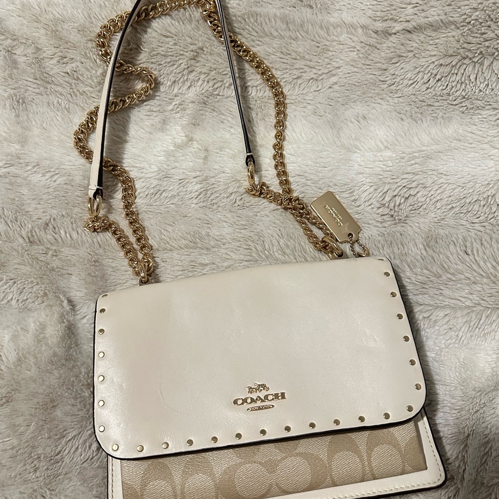 Coach White and Tan Crossbody Bag
